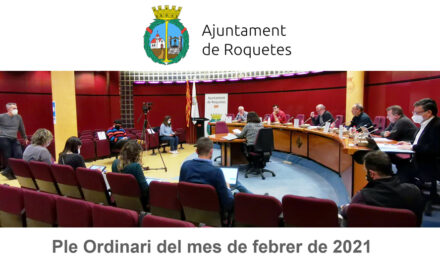 Ple Ordinari de l’Ajuntament de Roquetes del mes de febrer de 2021