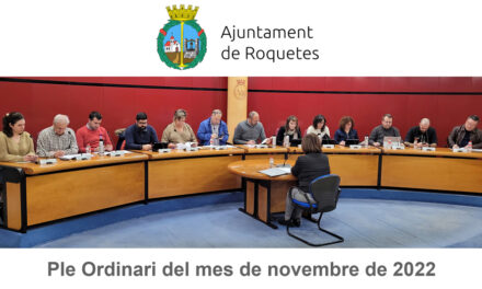 Ple Ordinari del mes de novembre de l’Ajuntament de Roquetes
