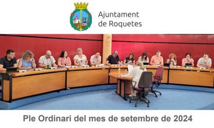 Ple Ordinari de l’Ajuntament de Roquetes del mes de setembre de 2024