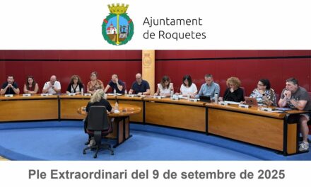 Ple Extraordinari de l’Ajuntament de Roquetes núm. 11/2025, de data 9 de setembre de 2025