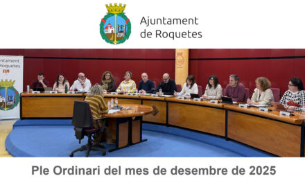 Ple ordinari de l’Ajuntament de Roquetes del mes de desembre de 2025
